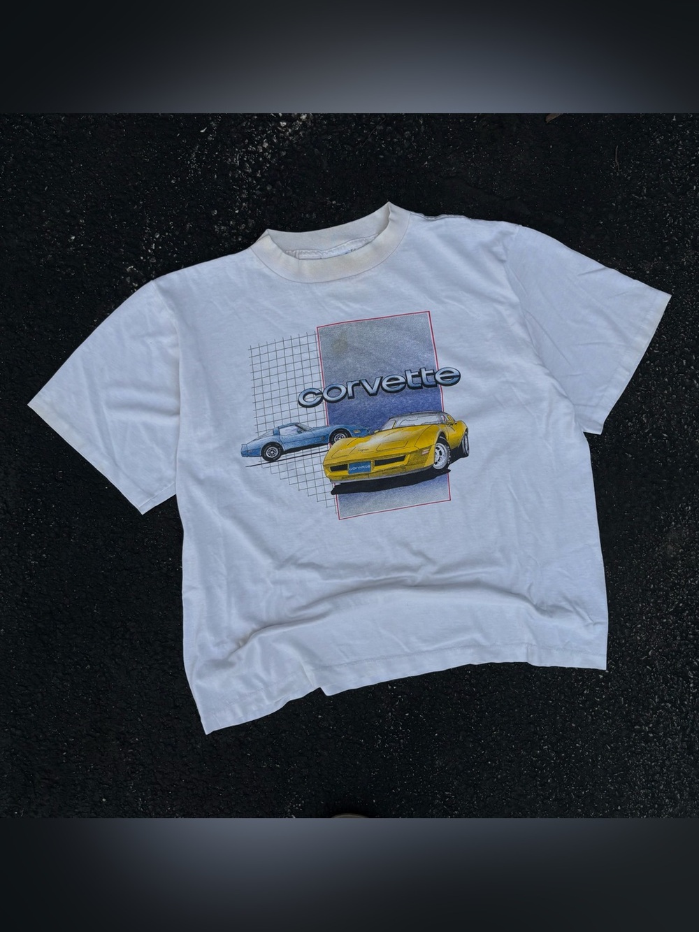 Vintage 1980s Chevrolet Corvette Single Stitch White Graphic T-Shirt Size XXL